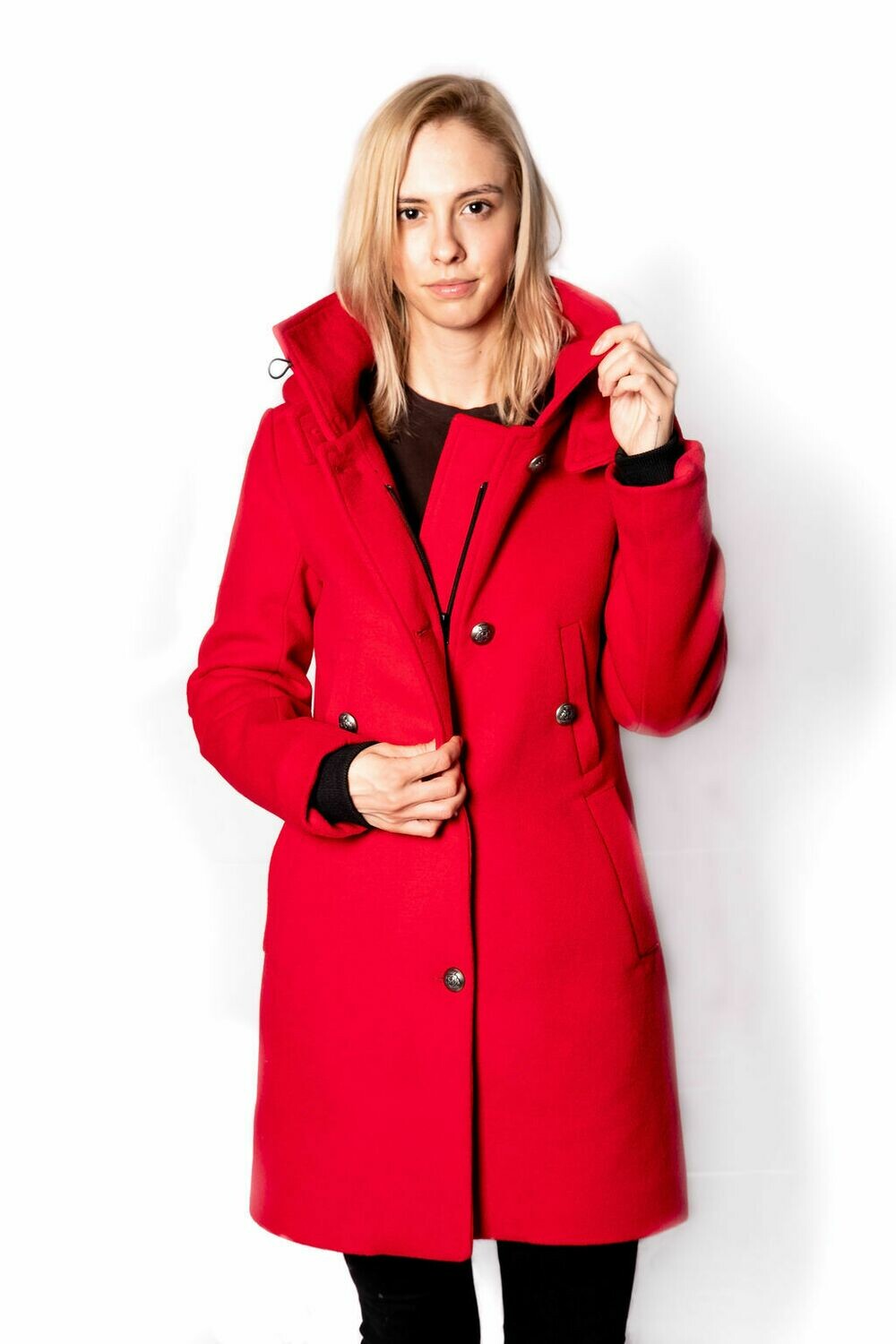 Desloups classic fitted women's winter coat with clasp in 100% lined wool 