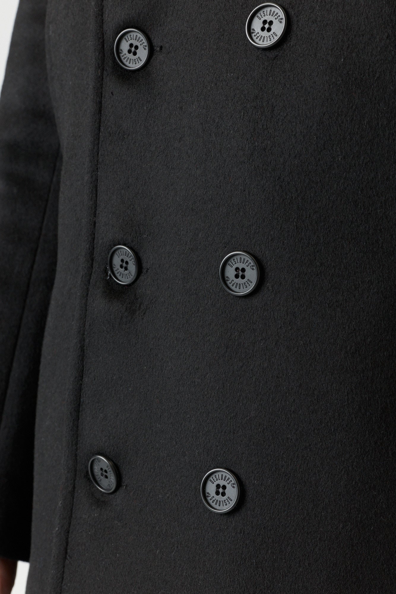 Desloups winter coat in pea coat style for men, double-breasted in 100% wool and lined