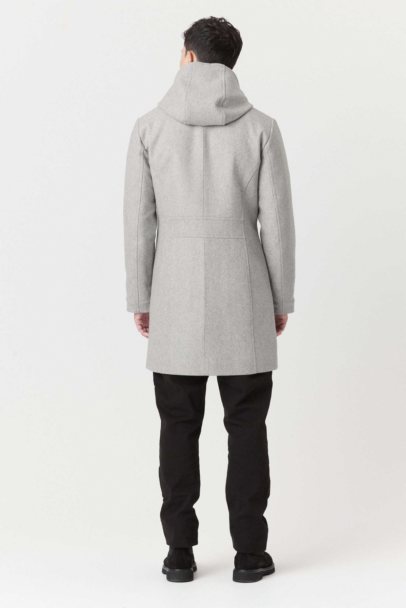 Desloups men's asymmetrical winter coat with detachable hood in 100% wool and lined