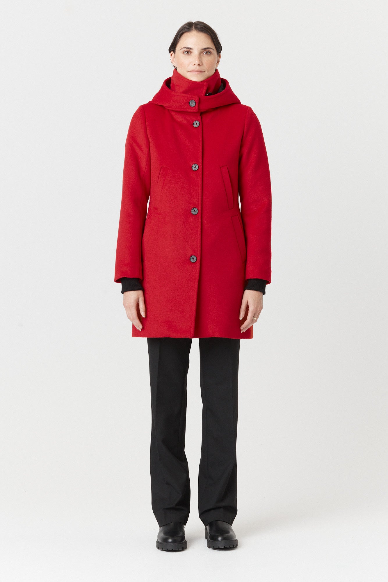 Desloups manteau d'hiver pour femme classique ajusté avec fermoir en 100% laine doublé