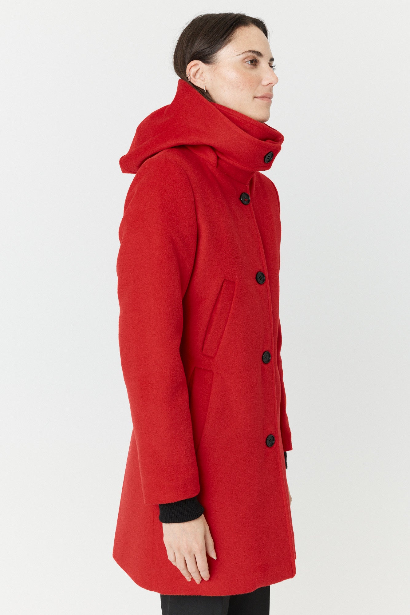 Desloups manteau d'hiver pour femme classique ajusté avec fermoir en 100% laine doublé