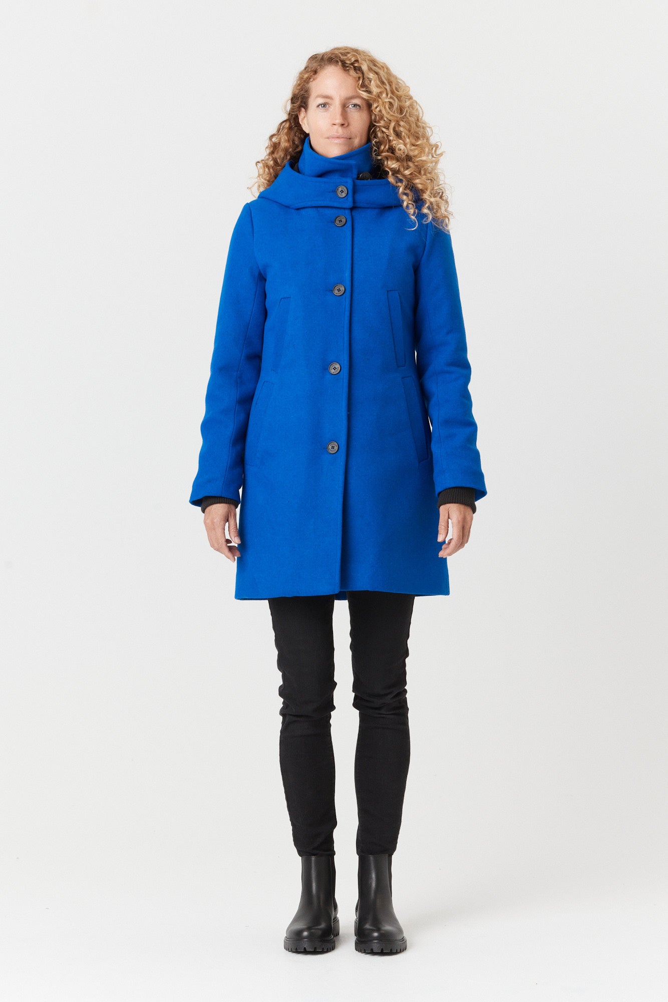 Desloups manteau d'hiver pour femme classique ajusté avec fermoir en 100% laine doublé