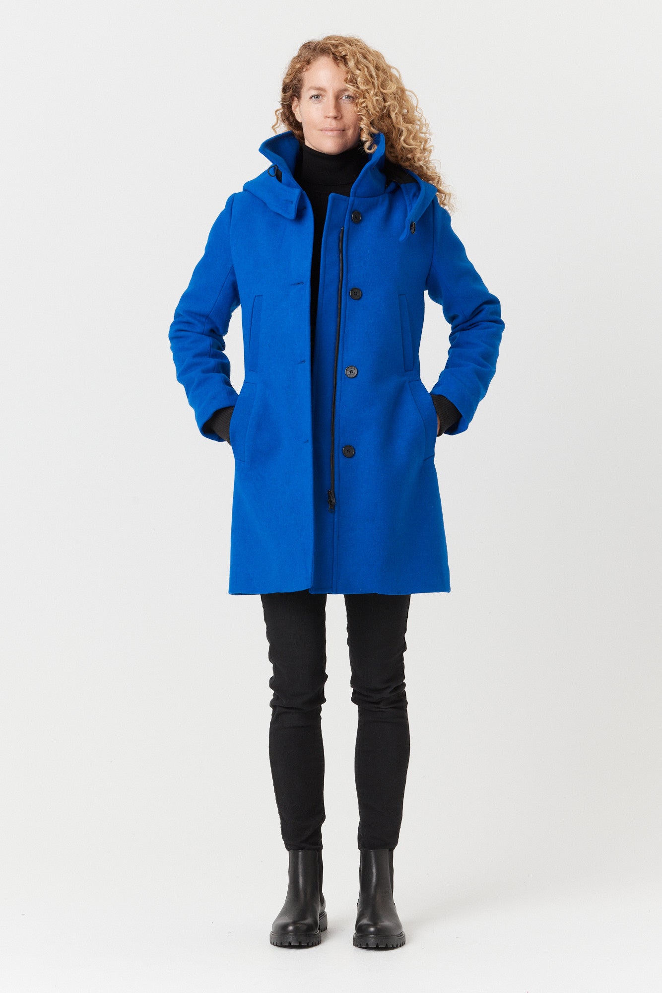 Desloups manteau d'hiver pour femme classique ajusté avec fermoir en 100% laine doublé