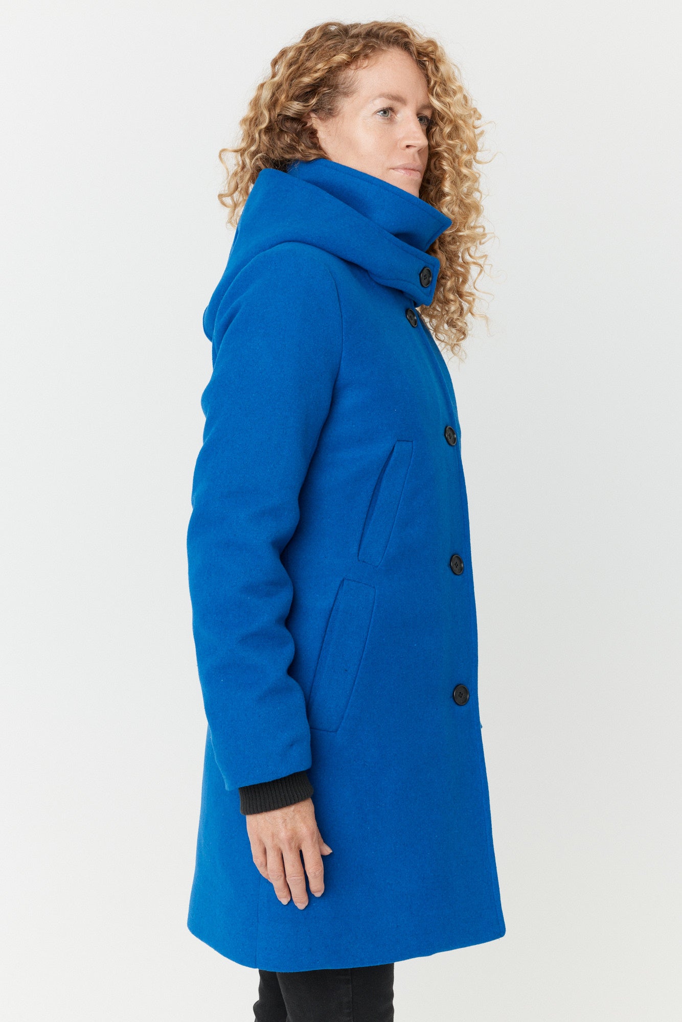 Desloups manteau d'hiver pour femme classique ajusté avec fermoir en 100% laine doublé