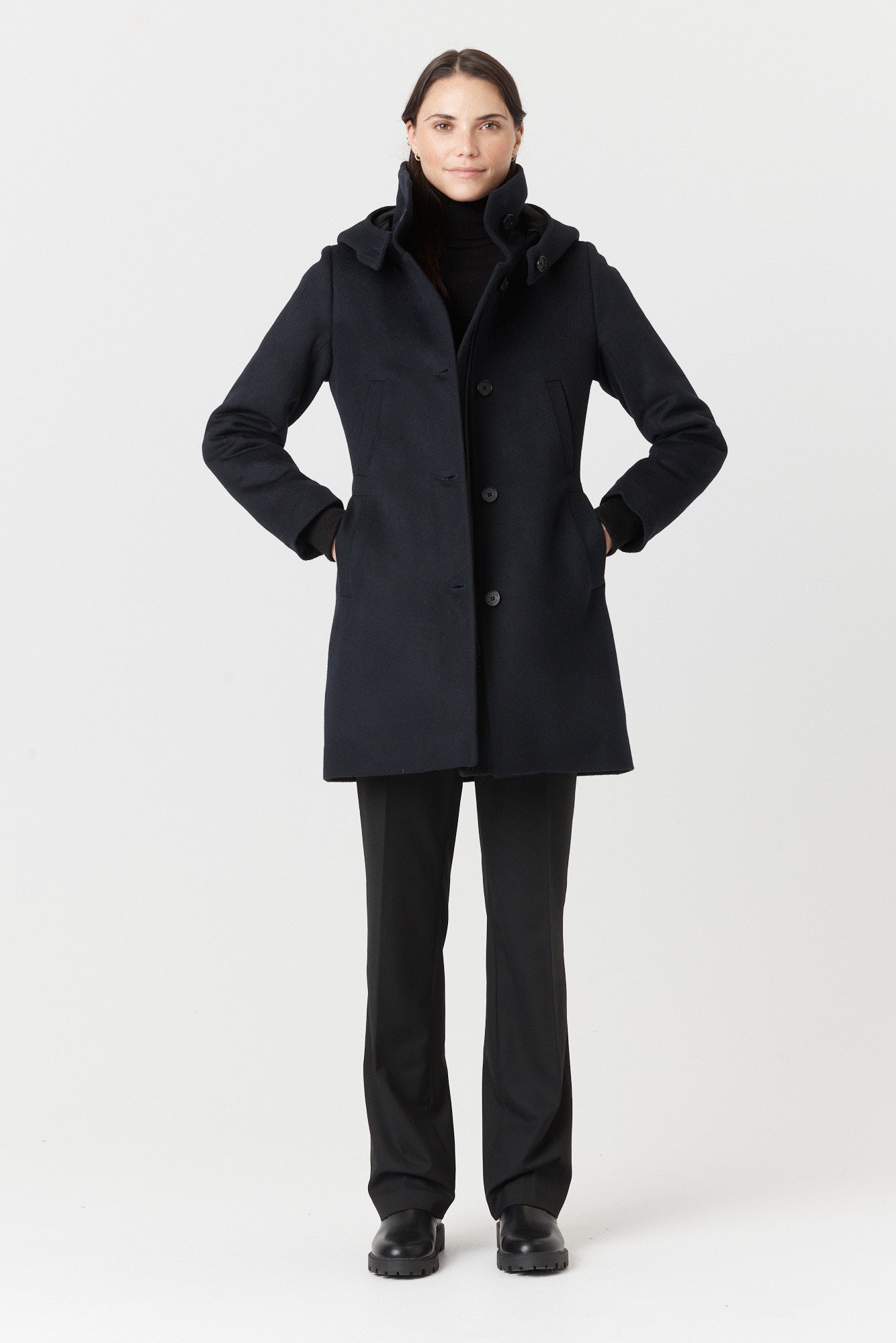 Desloups manteau d'hiver pour femme classique ajusté avec fermoir en 100% laine doublé