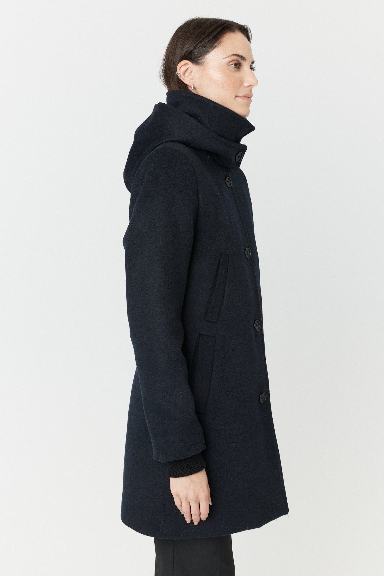 Desloups manteau d'hiver pour femme classique ajusté avec fermoir en 100% laine doublé