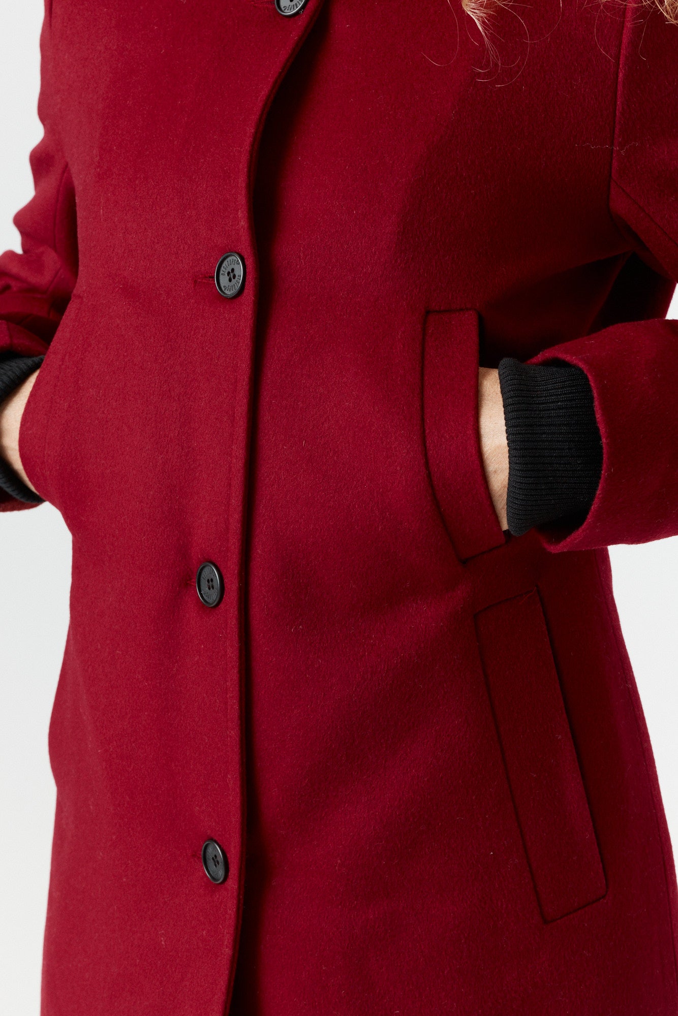 Desloups manteau d'hiver pour femme classique ajusté avec fermoir en 100% laine doublé