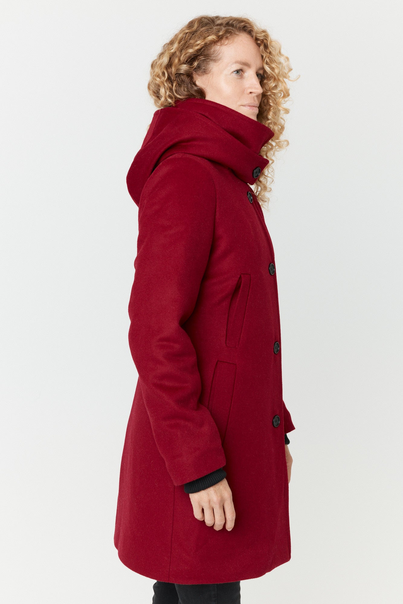 Desloups manteau d'hiver pour femme classique ajusté avec fermoir en 100% laine doublé