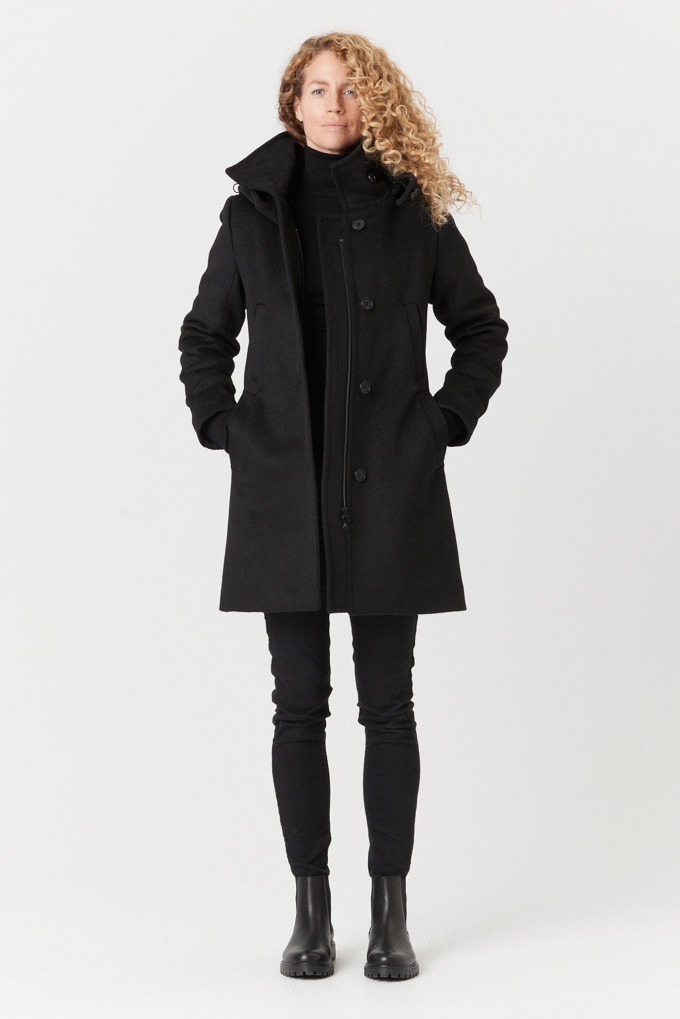 Desloups manteau d'hiver pour femme classique ajusté avec fermoir en 100% laine doublé