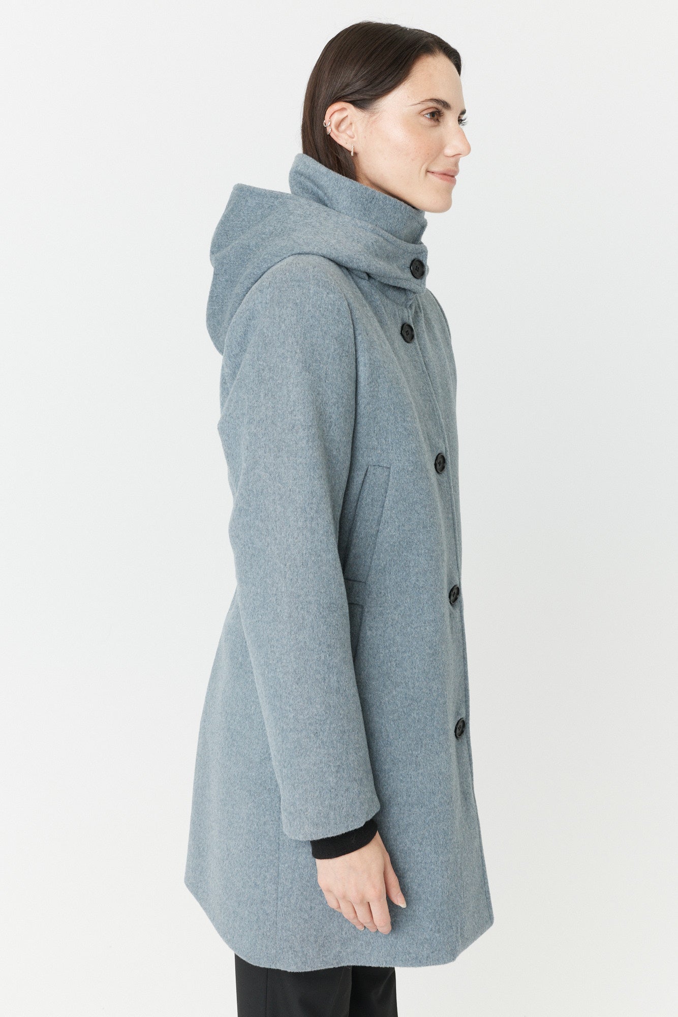 Desloups manteau d'hiver pour femme classique ajusté avec fermoir en 100% laine doublé