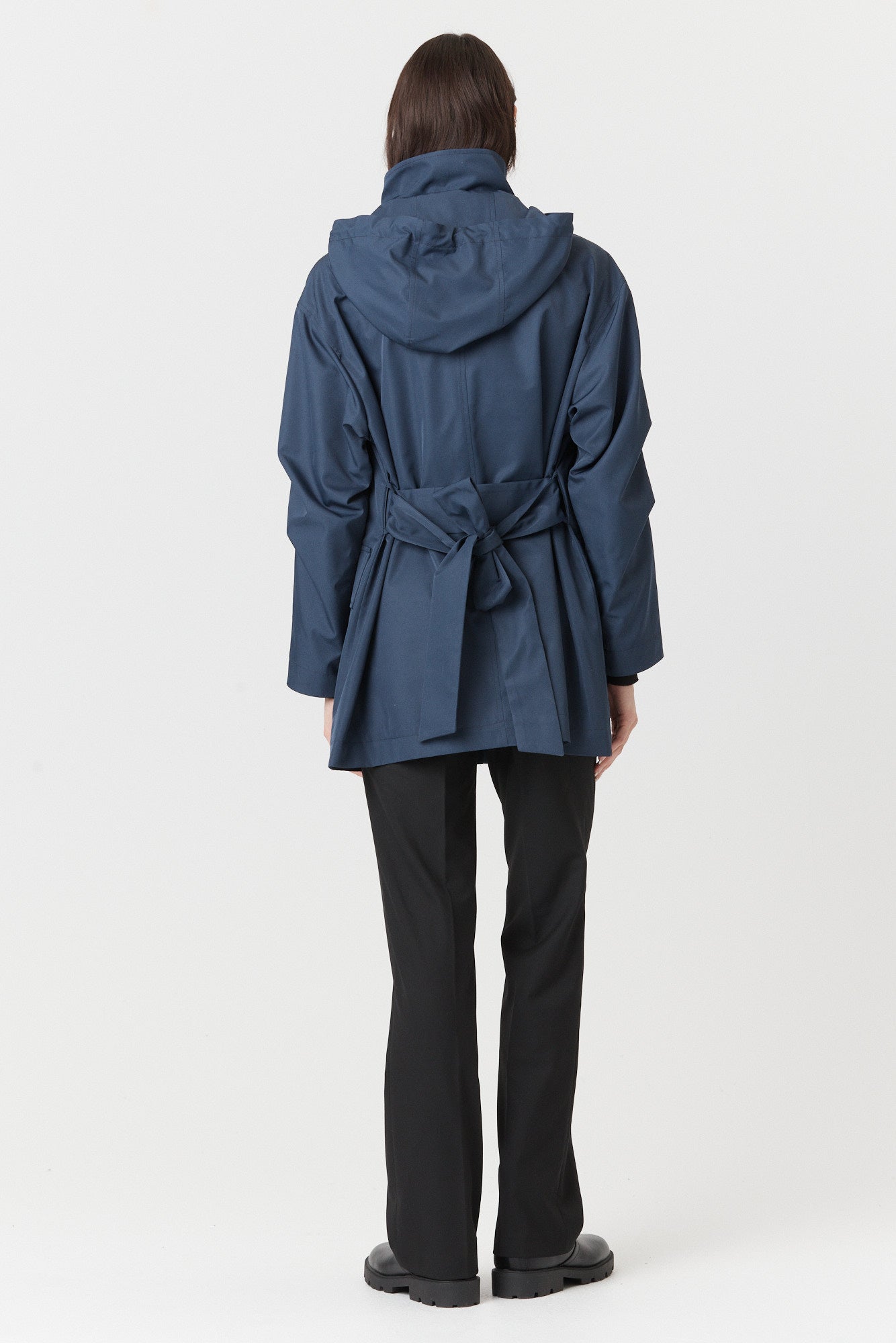 Desloups manteau mi-saison imperméable urbain avec capuchon, ample avec ceinture pour femme-