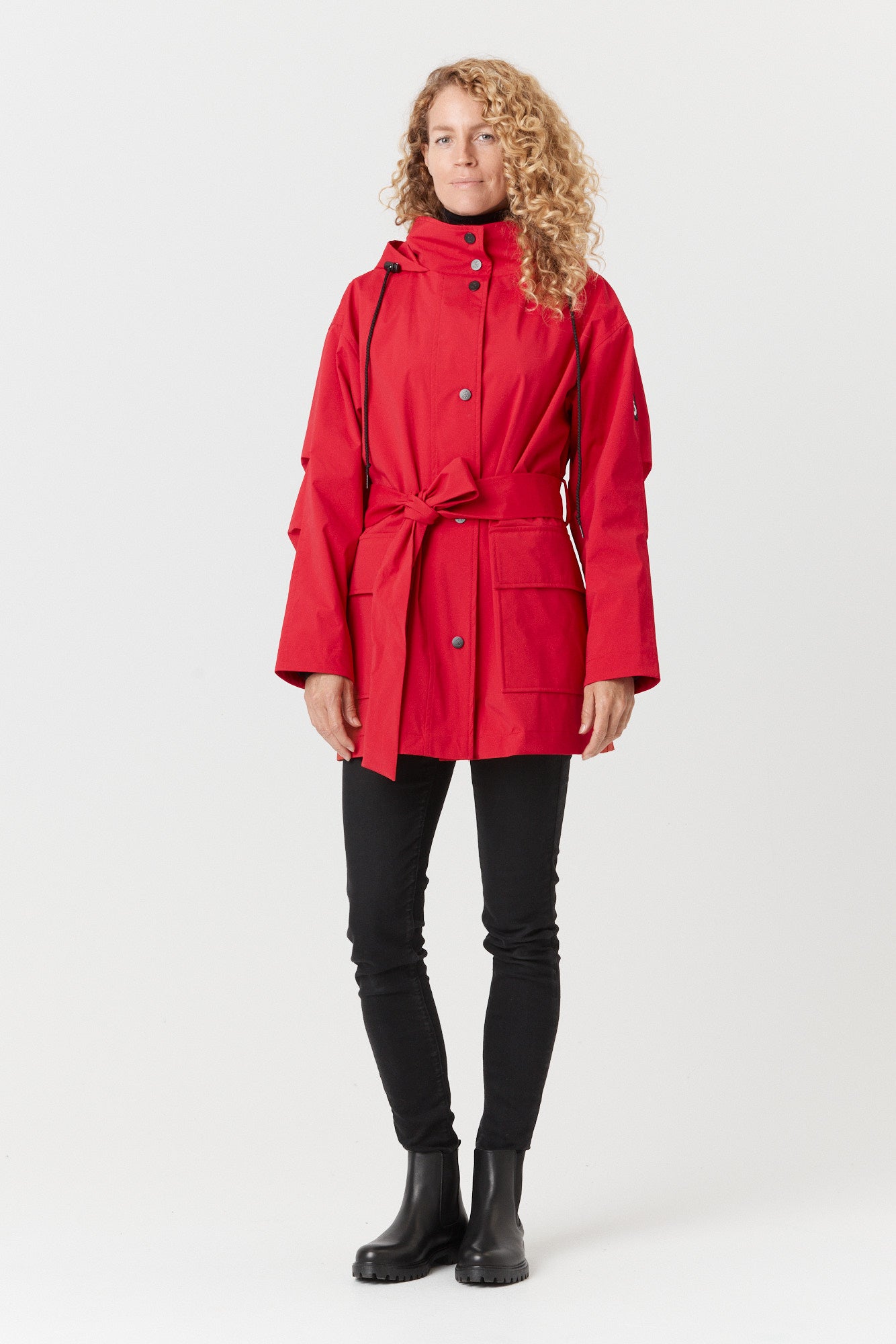 Desloups manteau mi-saison imperméable urbain avec capuchon, ample avec ceinture pour femme-