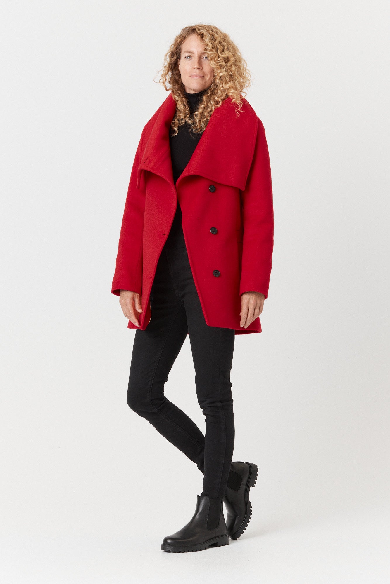 Desloups manteau d'hiver pour femme asymétrique en 100% laine doublé