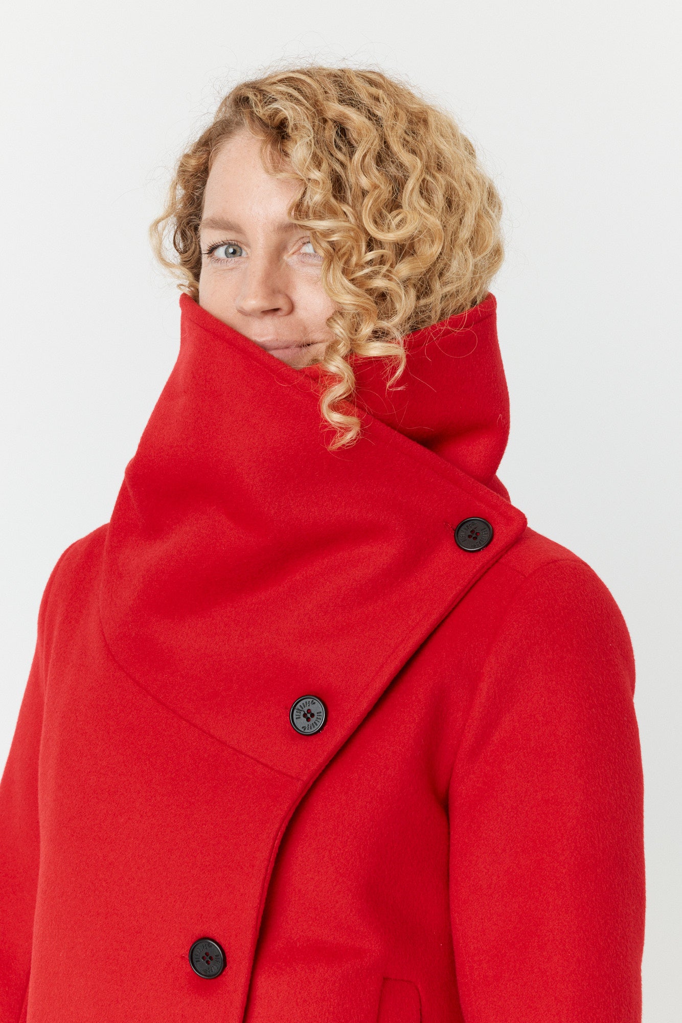 Desloups manteau d'hiver pour femme asymétrique en 100% laine doublé