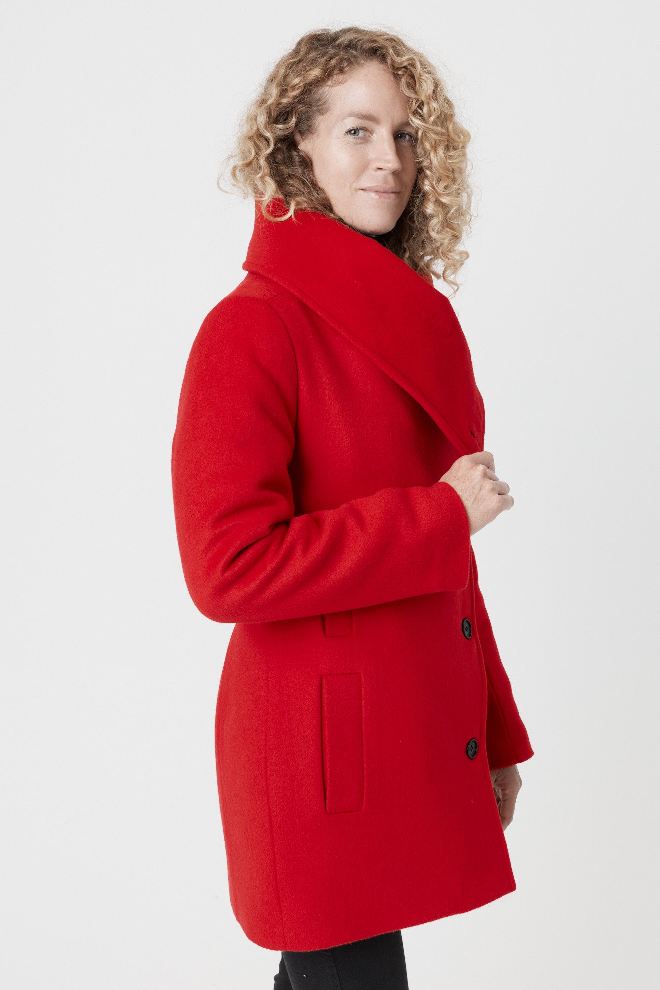 Desloups manteau d'hiver pour femme asymétrique en 100% laine doublé