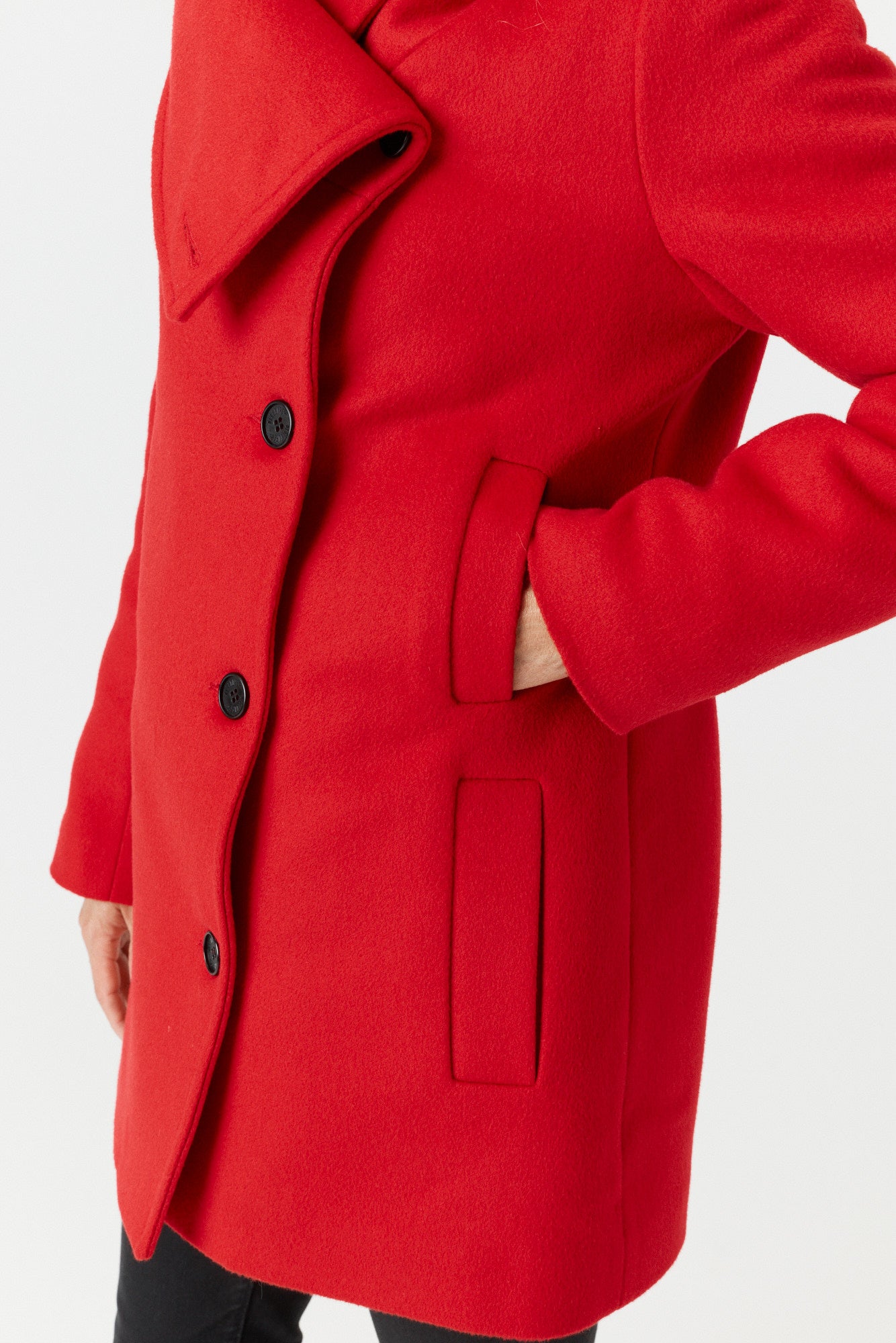 Desloups manteau d'hiver pour femme asymétrique en 100% laine doublé