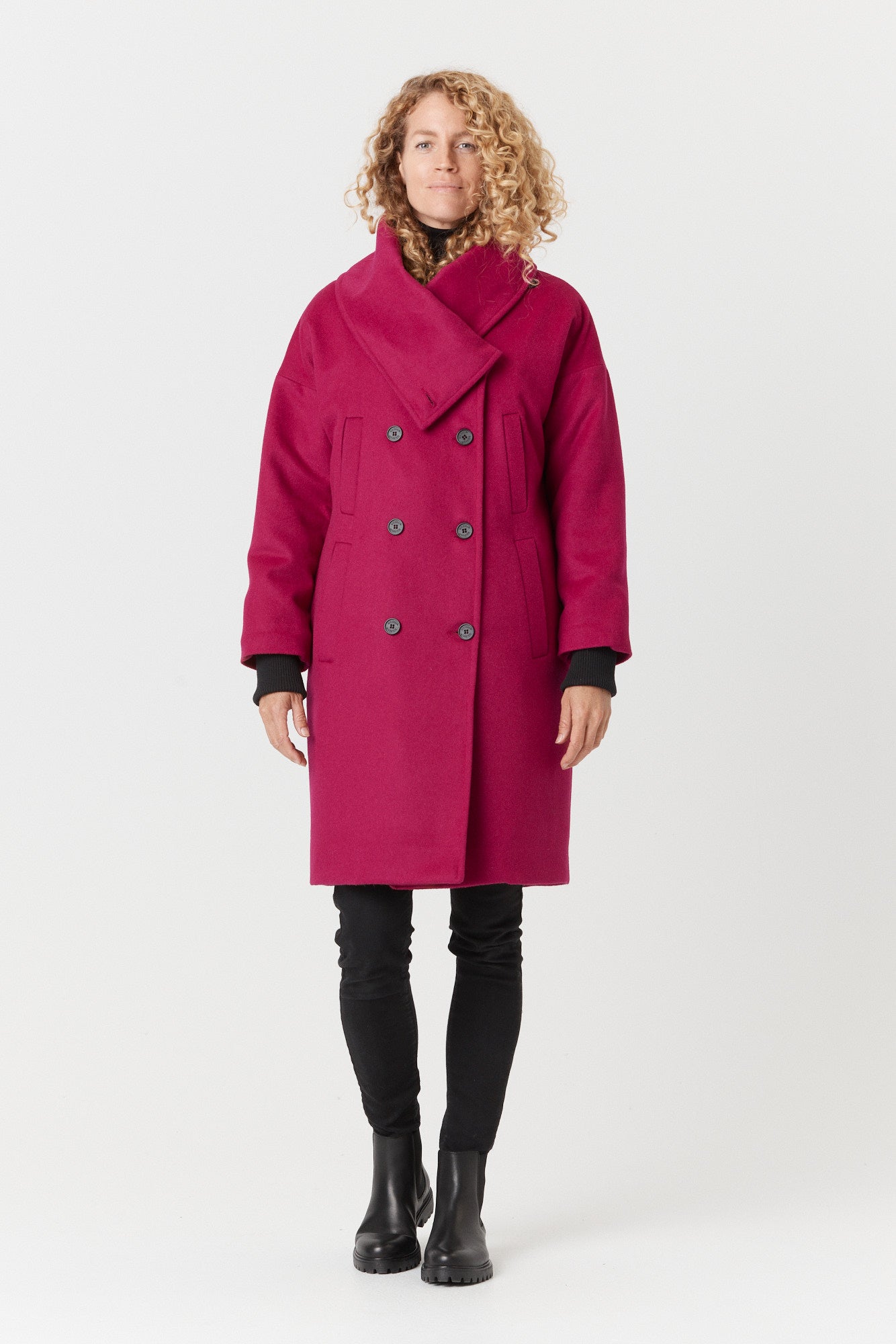 Desloups manteau d'hiver femme oversize double boutonnage en 100% laine et doublé