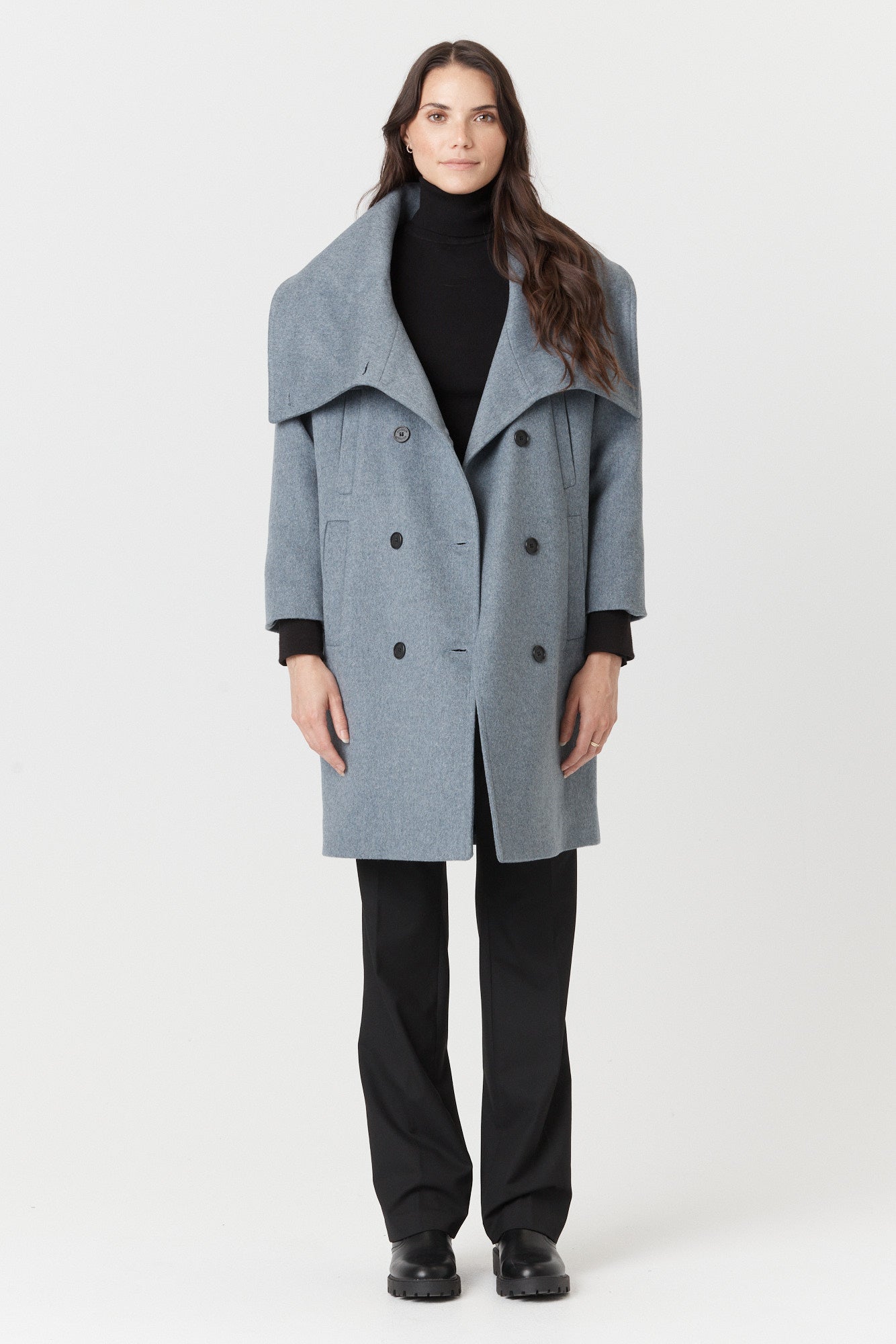 Desloups manteau d'hiver femme oversize double boutonnage en 100% laine et doublé