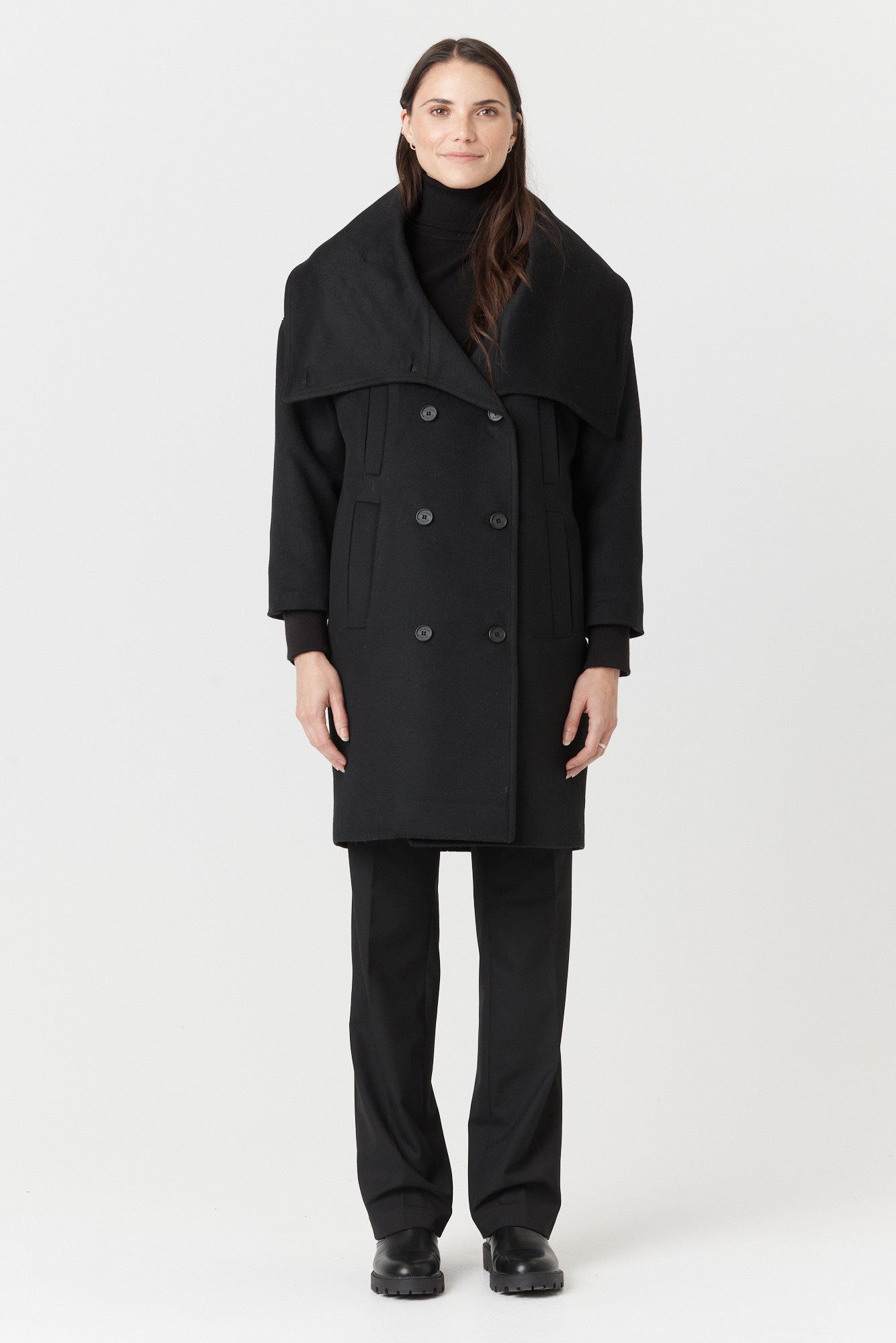 Desloups manteau d'hiver femme oversize double boutonnage en 100% laine et doublé