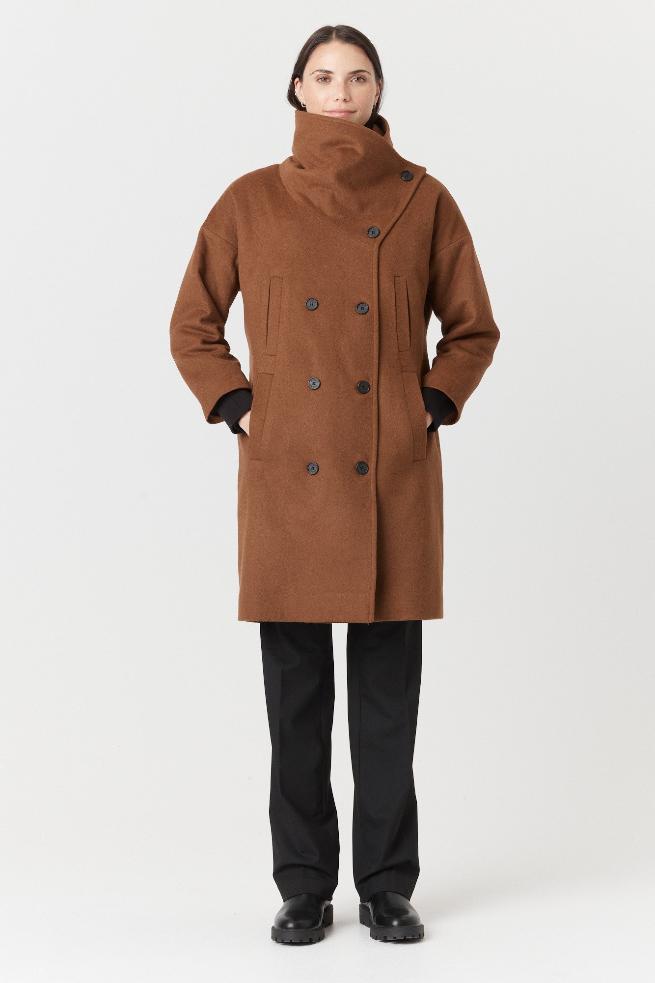 Desloups manteau d'hiver femme oversize double boutonnage en 100% laine et doublé