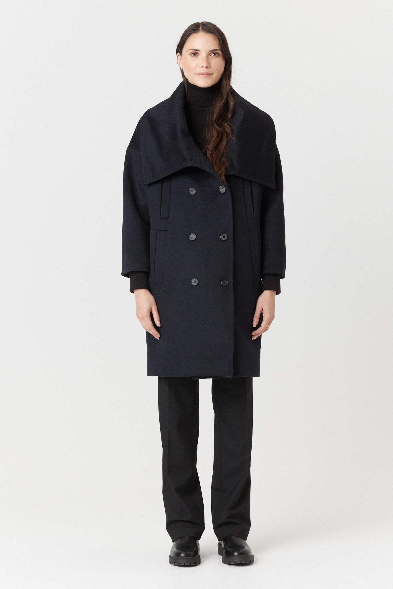 Desloups manteau d'hiver femme oversize double boutonnage en 100% laine et doublé