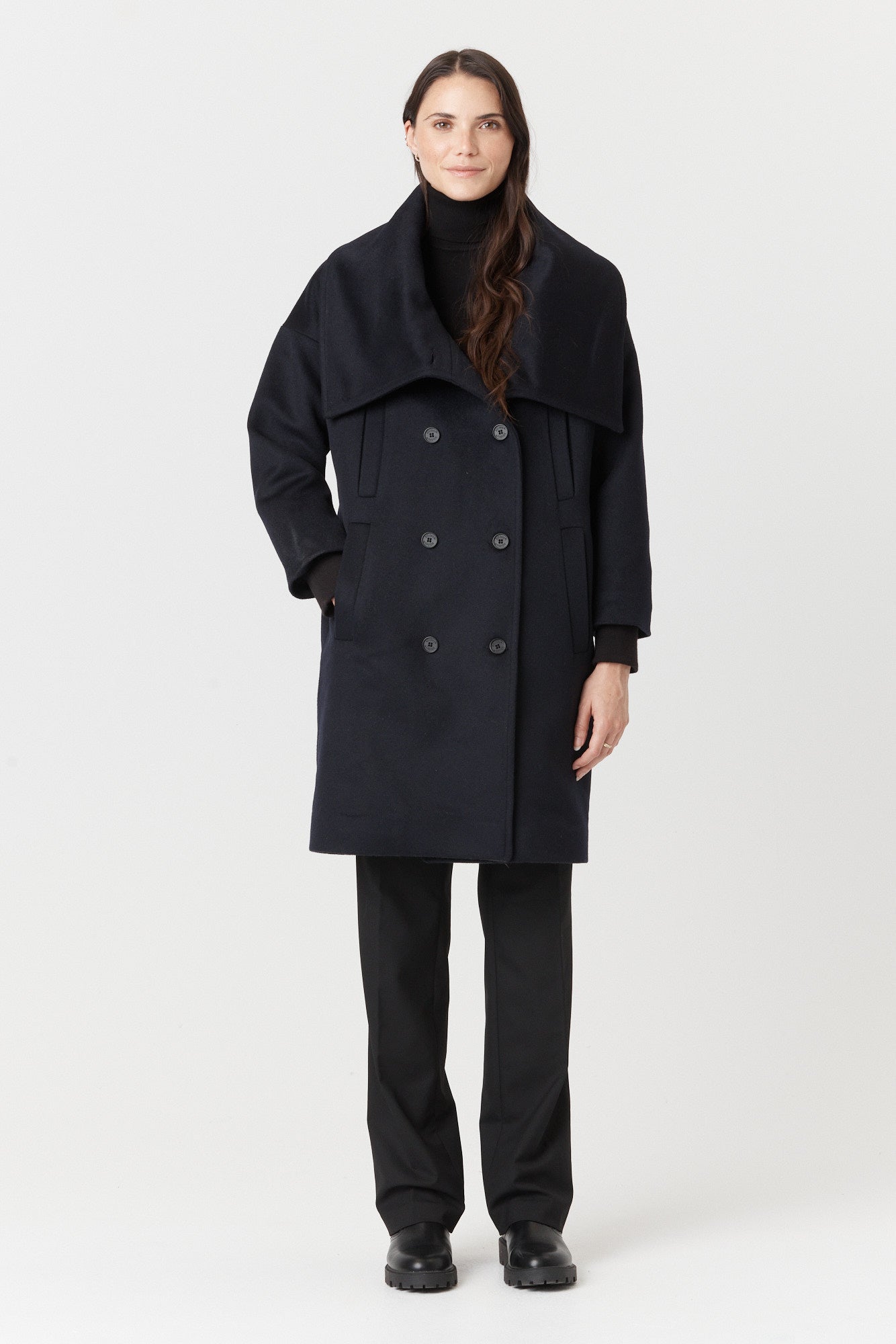 Desloups manteau d'hiver femme oversize double boutonnage en 100% laine et doublé