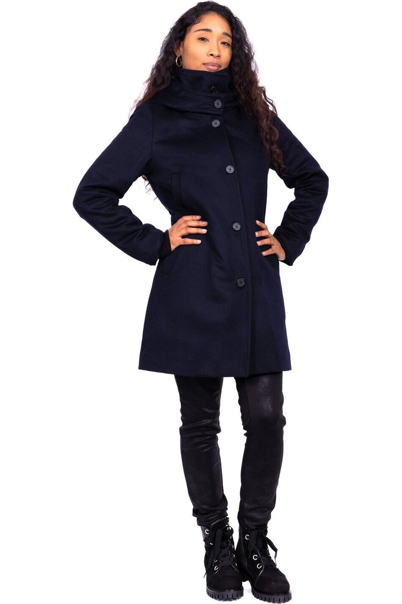 Desloups manteau d'hiver pour femme classique ajusté avec fermoir en 100% laine doublé