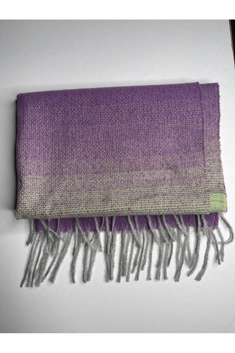 Foulard rectangulaire de couleur dégradé mauve et vert