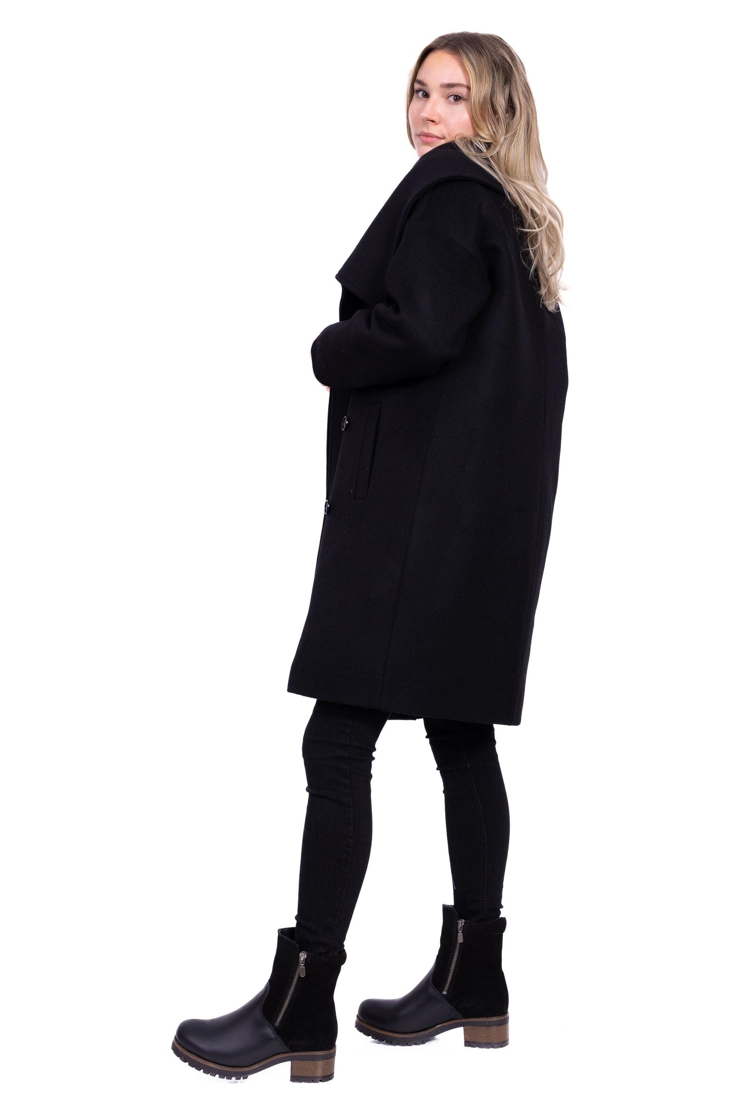 Desloups manteau d'hiver femme oversize double boutonnage en 100% laine et doublé