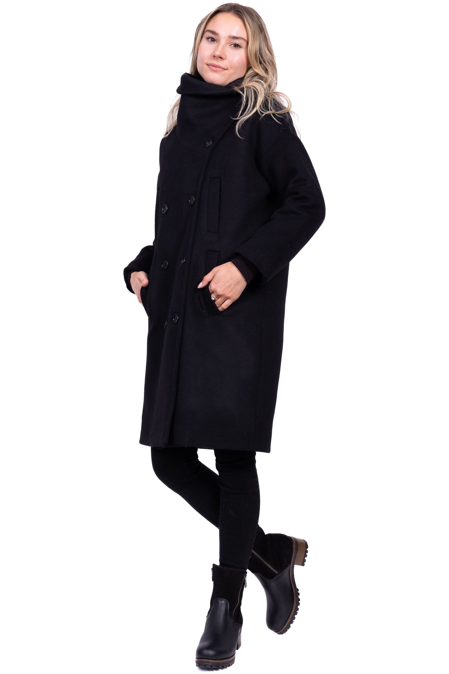 Desloups manteau d'hiver femme oversize double boutonnage en 100% laine et doublé