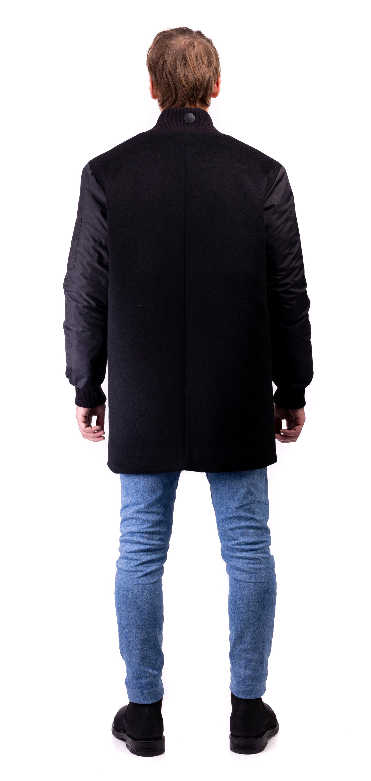Manteau d'hiver style bomber long pour homme en 100% laine #DLM-505