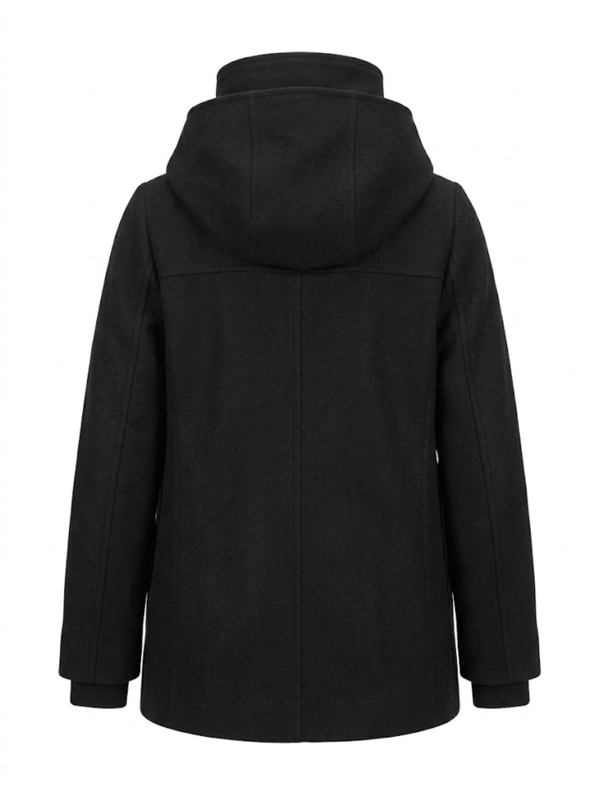 Vintage - manteau de laine court femme avec capuchon. Taille S - Noir