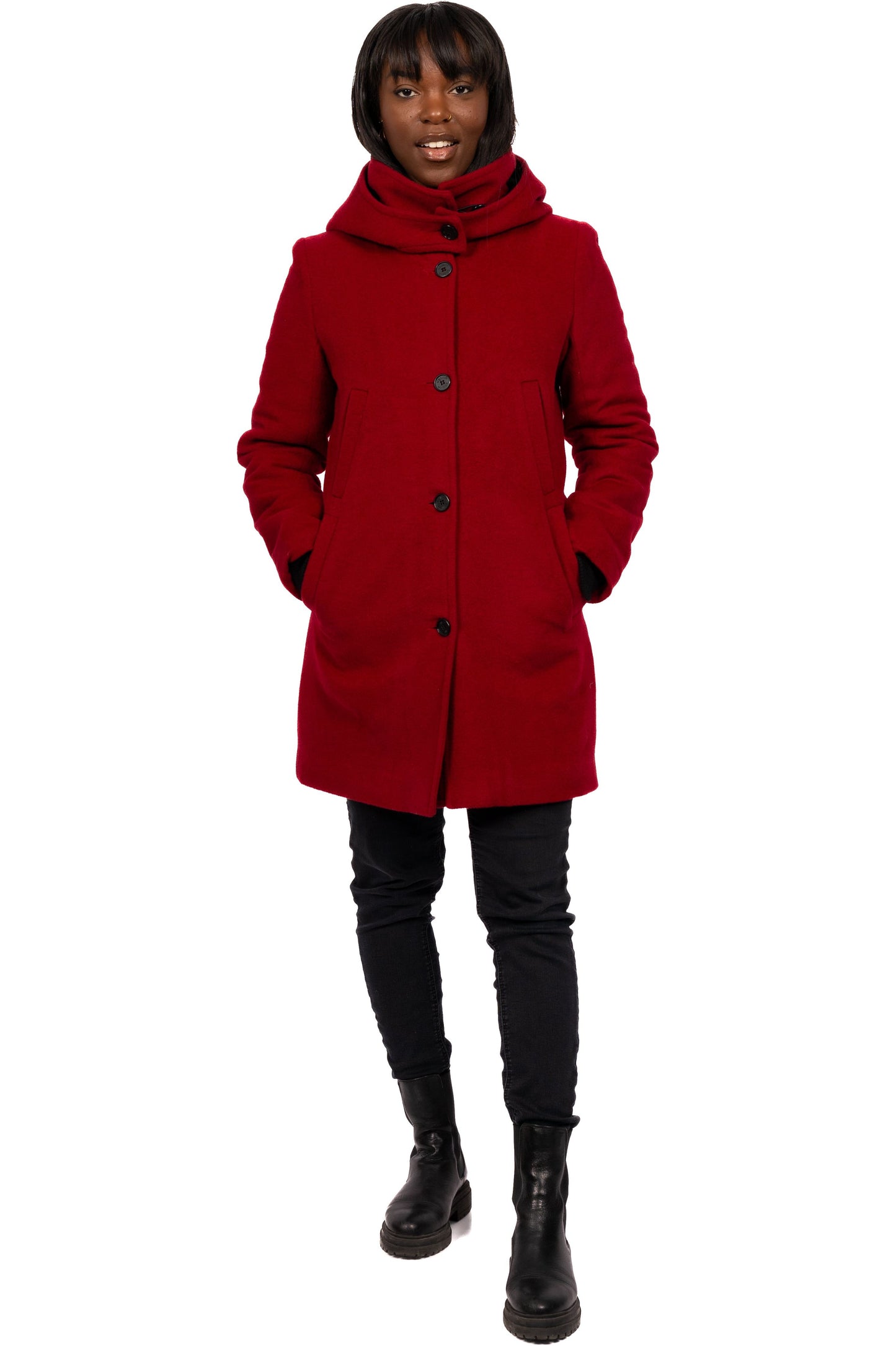Desloups classic fitted women's winter coat with clasp in 100% lined wool 