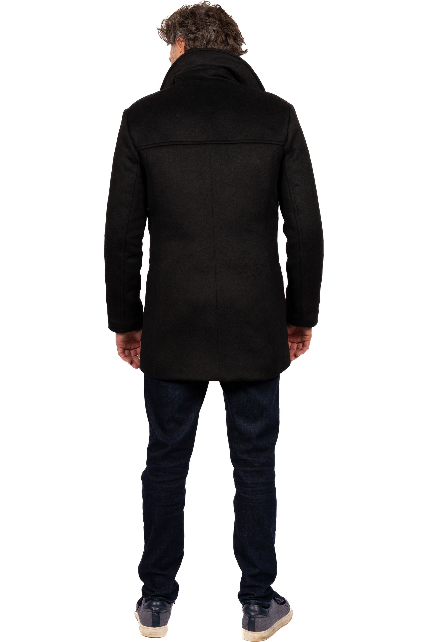 Desloups manteau d'hiver style caban pour homme double boutonnage en 100% laine et doublé