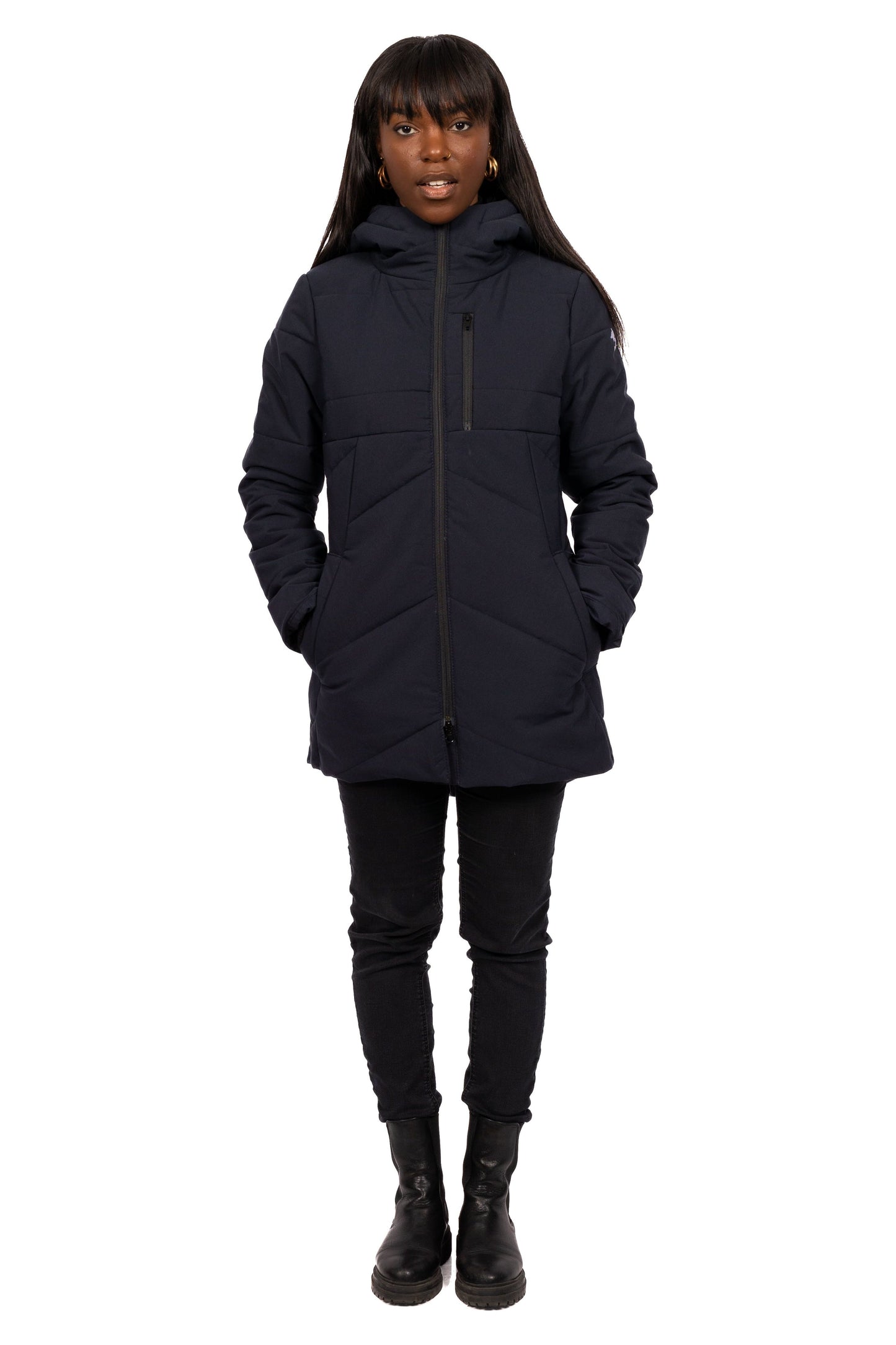Desloups mid-length women's parka fitted in Isosoft 250g
