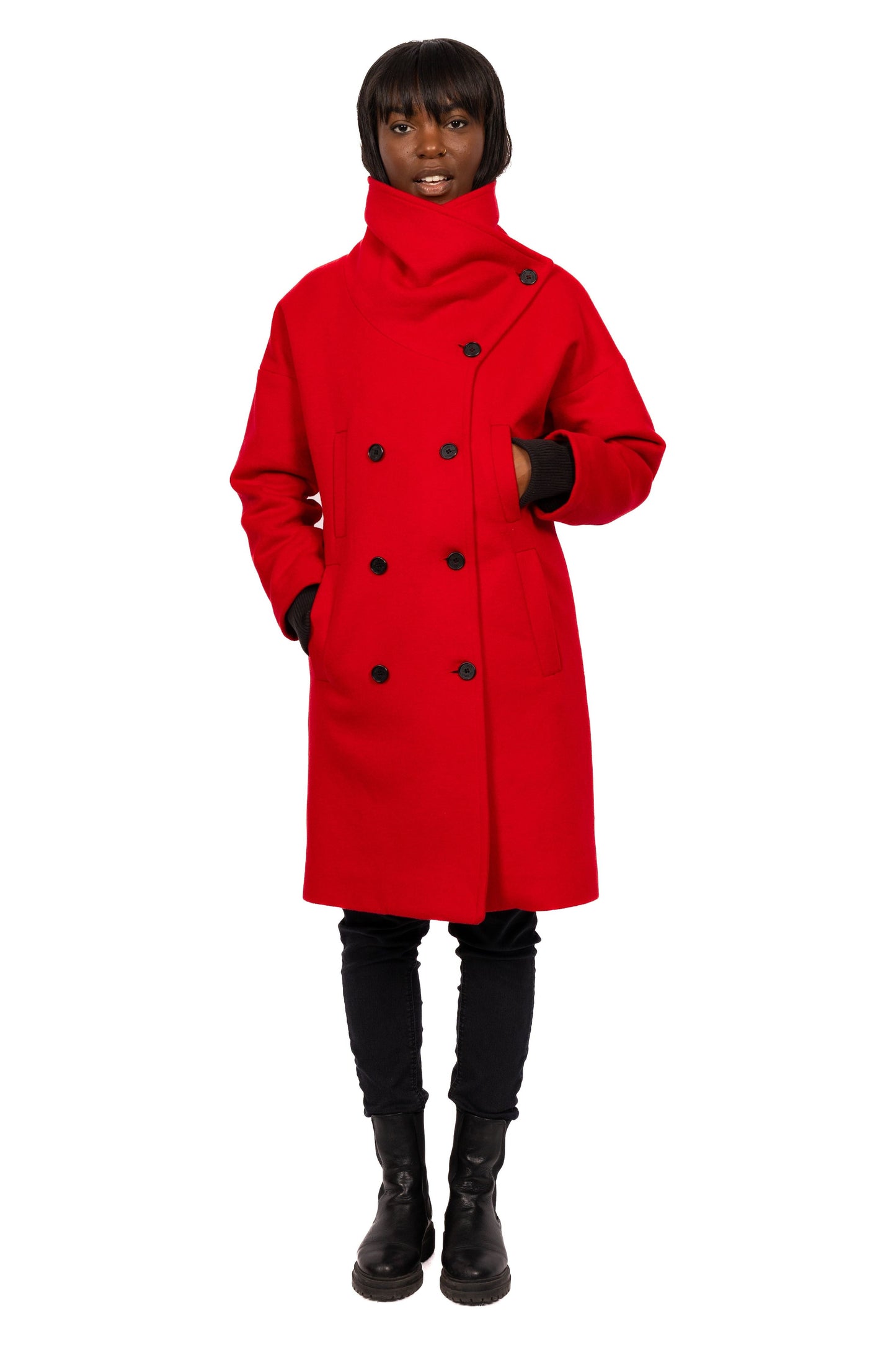 Desloups manteau d'hiver femme oversize double boutonnage en 100% laine et doublé