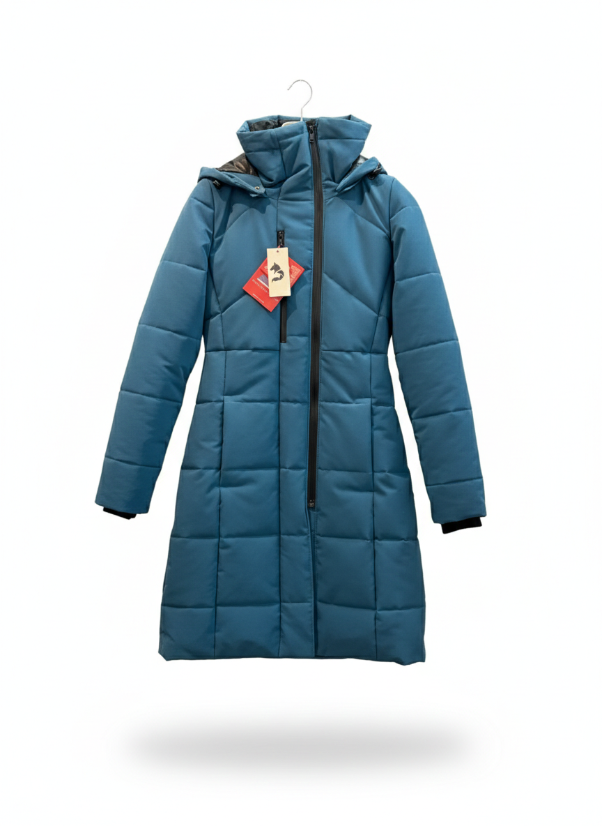 Solde - manteau parka long femme col haut - Teal - TP