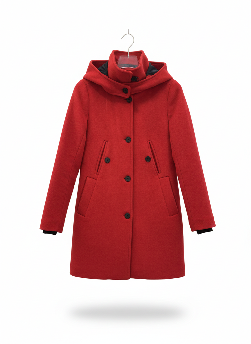 Solde - manteau en laine classique pour femme - Rouge - XS