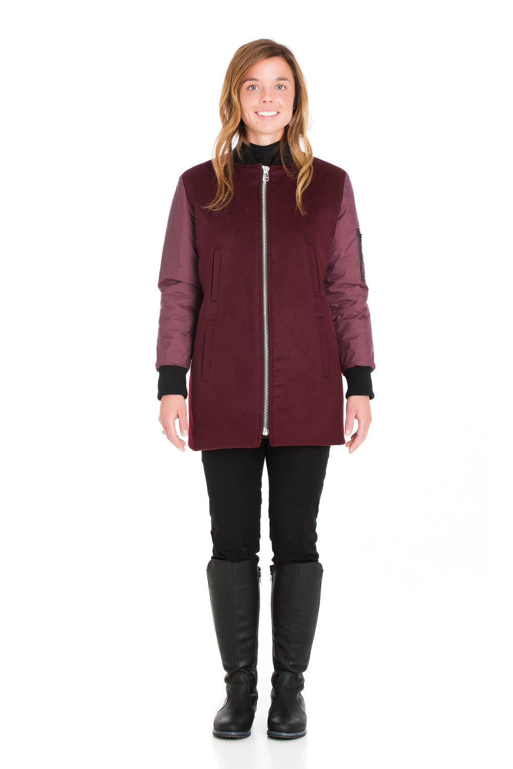 Manteau d’hiver style bomber long femme en 100% laine – Desloups Pré-vente #DLF-005