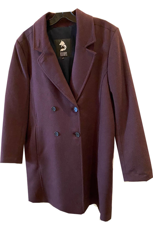 SOLDE ÉCHANTILLON - manteau femme lainage veston prune - L