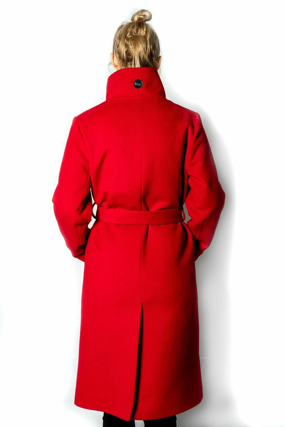 Desloups long women's winter coat with belt in 100% wool and lined