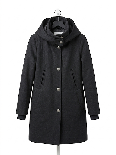 Vintage - manteau de laine style classique pour femme de couleur noir - XS