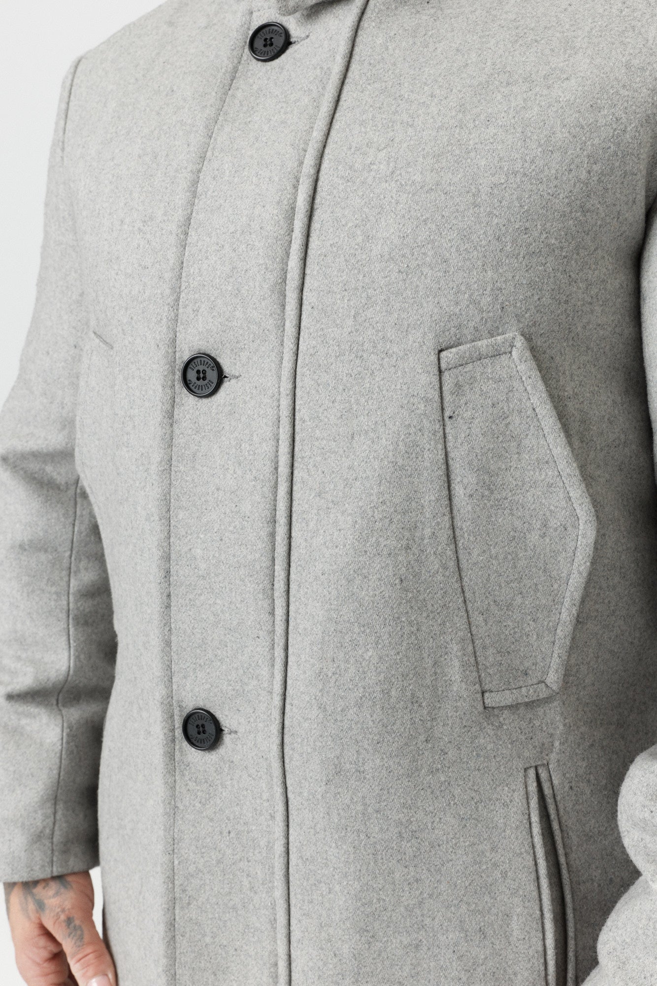 Desloups winter coat in pea coat style for men, double-breasted in 100% wool and lined