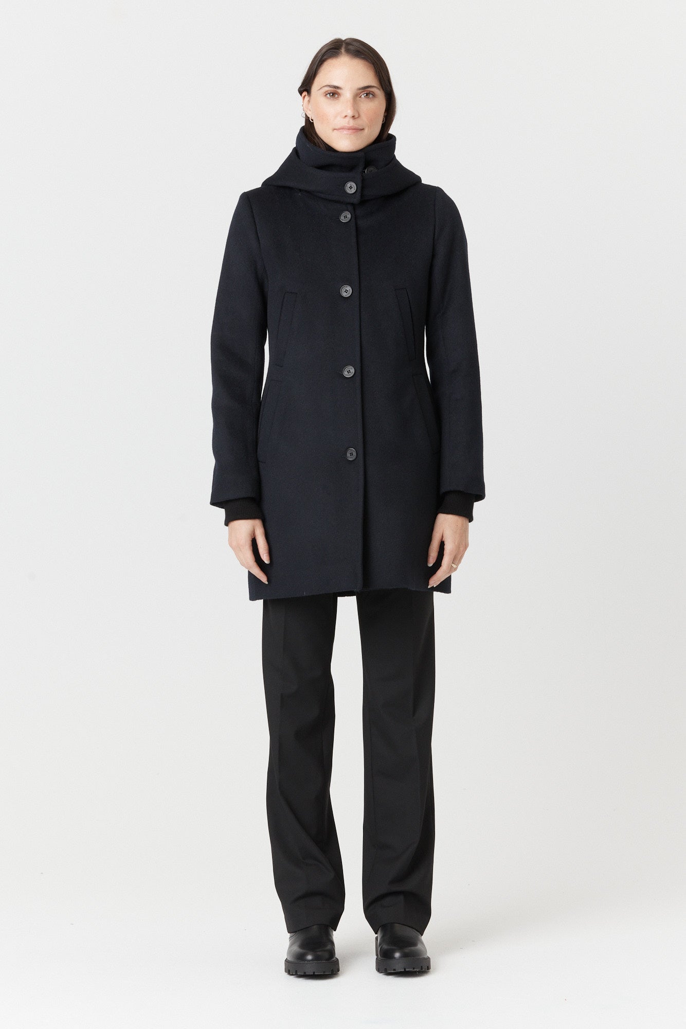 Desloups manteau d'hiver pour femme classique ajusté avec fermoir en 100% laine doublé