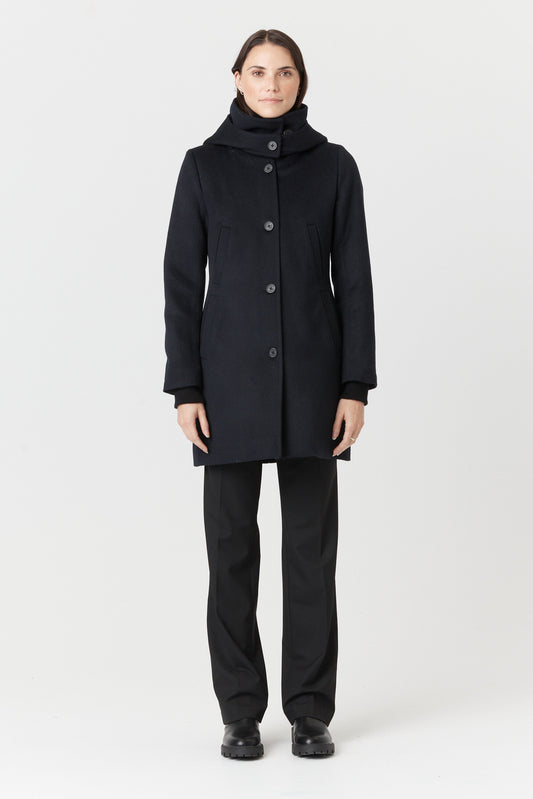 Desloups manteau d'hiver pour femme classique ajusté avec fermoir en 100% laine doublé