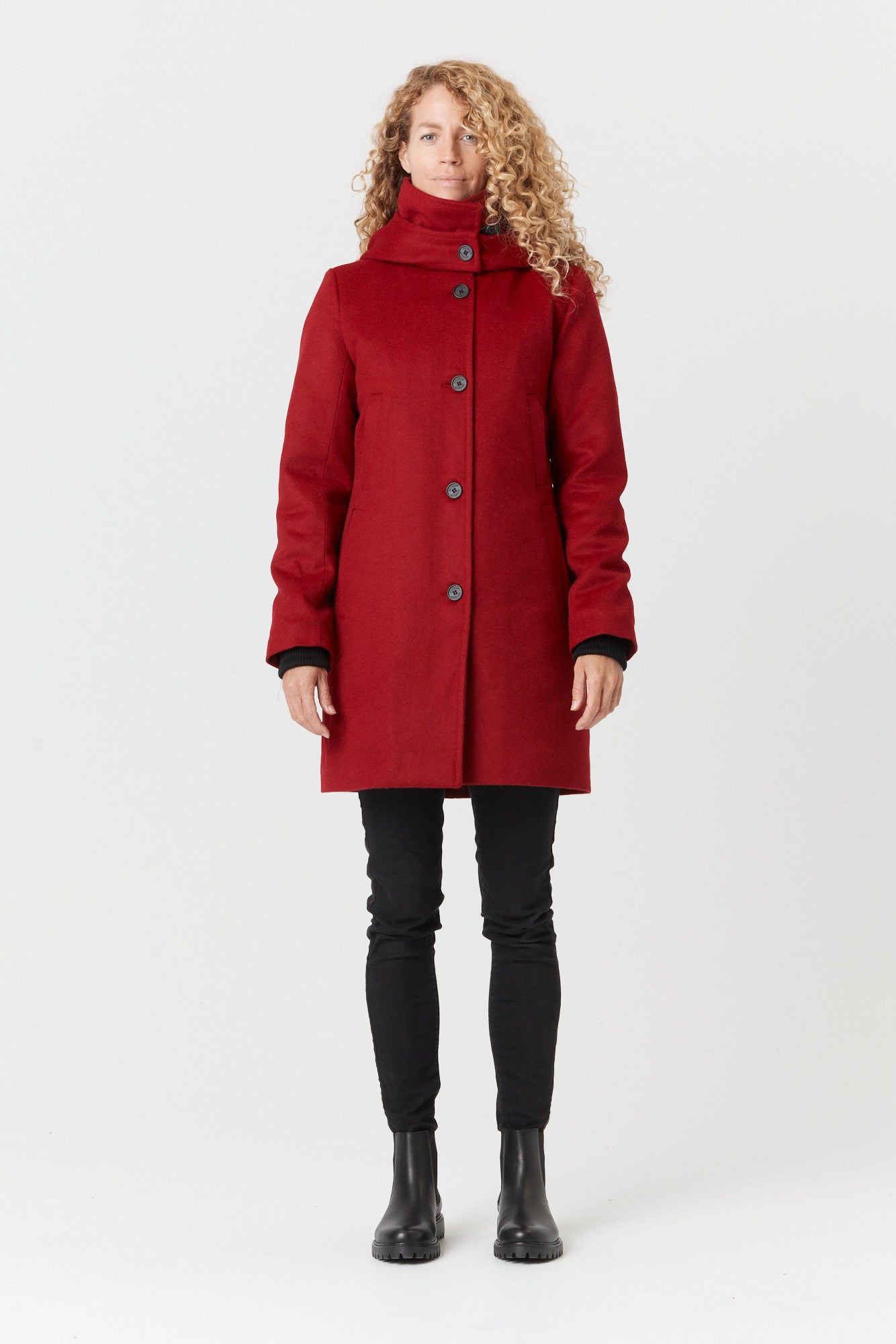 Desloups manteau d'hiver pour femme classique ajusté avec fermoir en 100% laine doublé