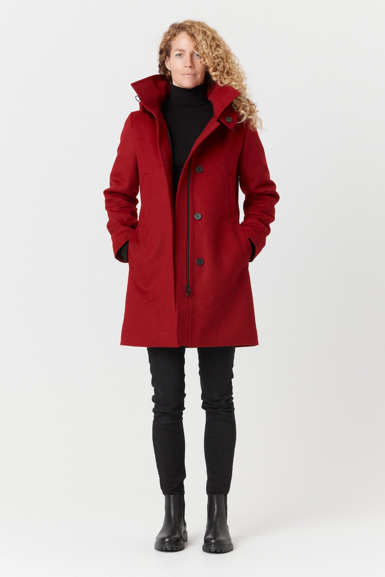 Desloups manteau d'hiver pour femme classique ajusté avec fermoir en 100% laine doublé
