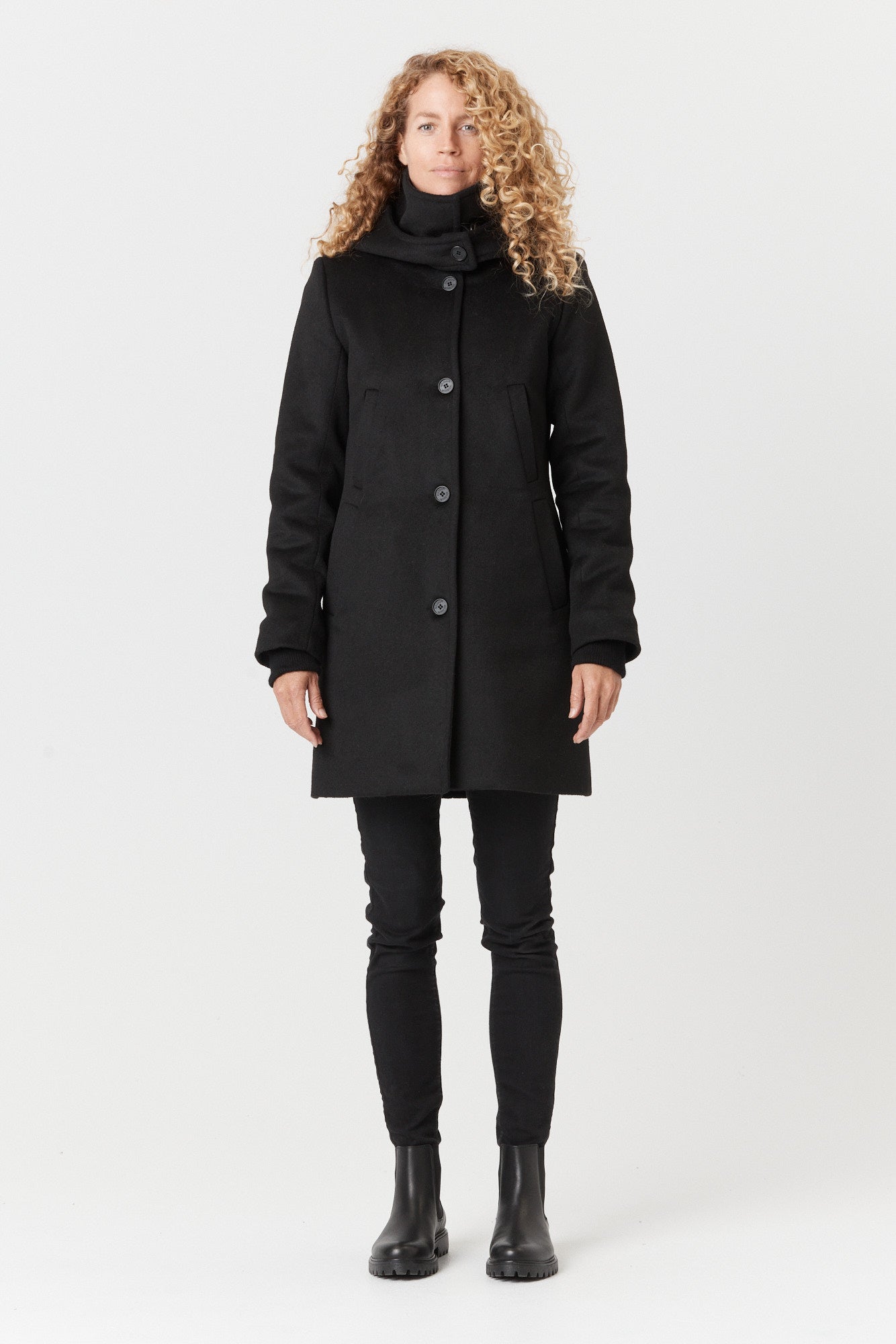 Desloups manteau d'hiver pour femme classique ajusté avec fermoir en 100% laine doublé