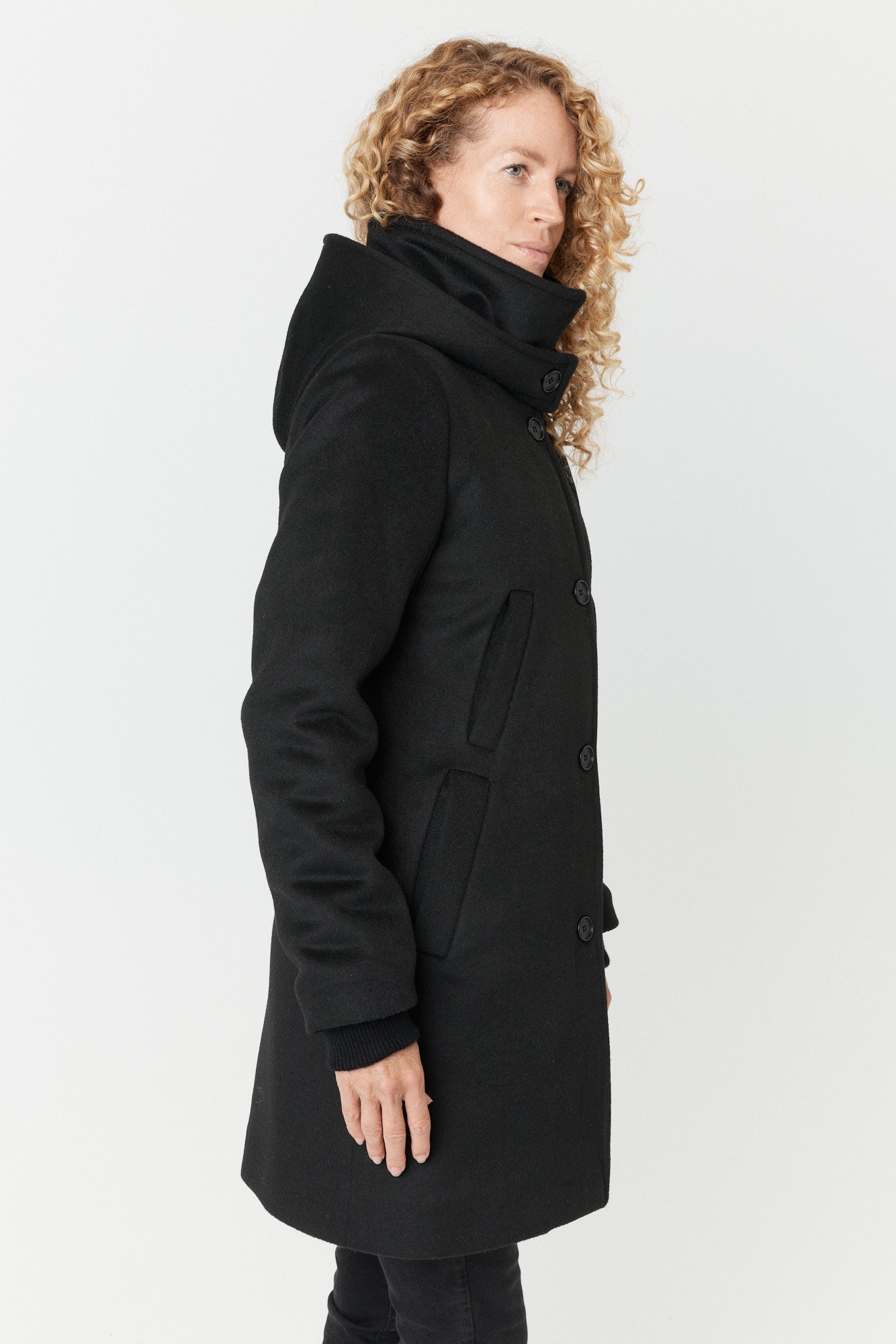 Desloups manteau d'hiver pour femme classique ajusté avec fermoir en 100% laine doublé