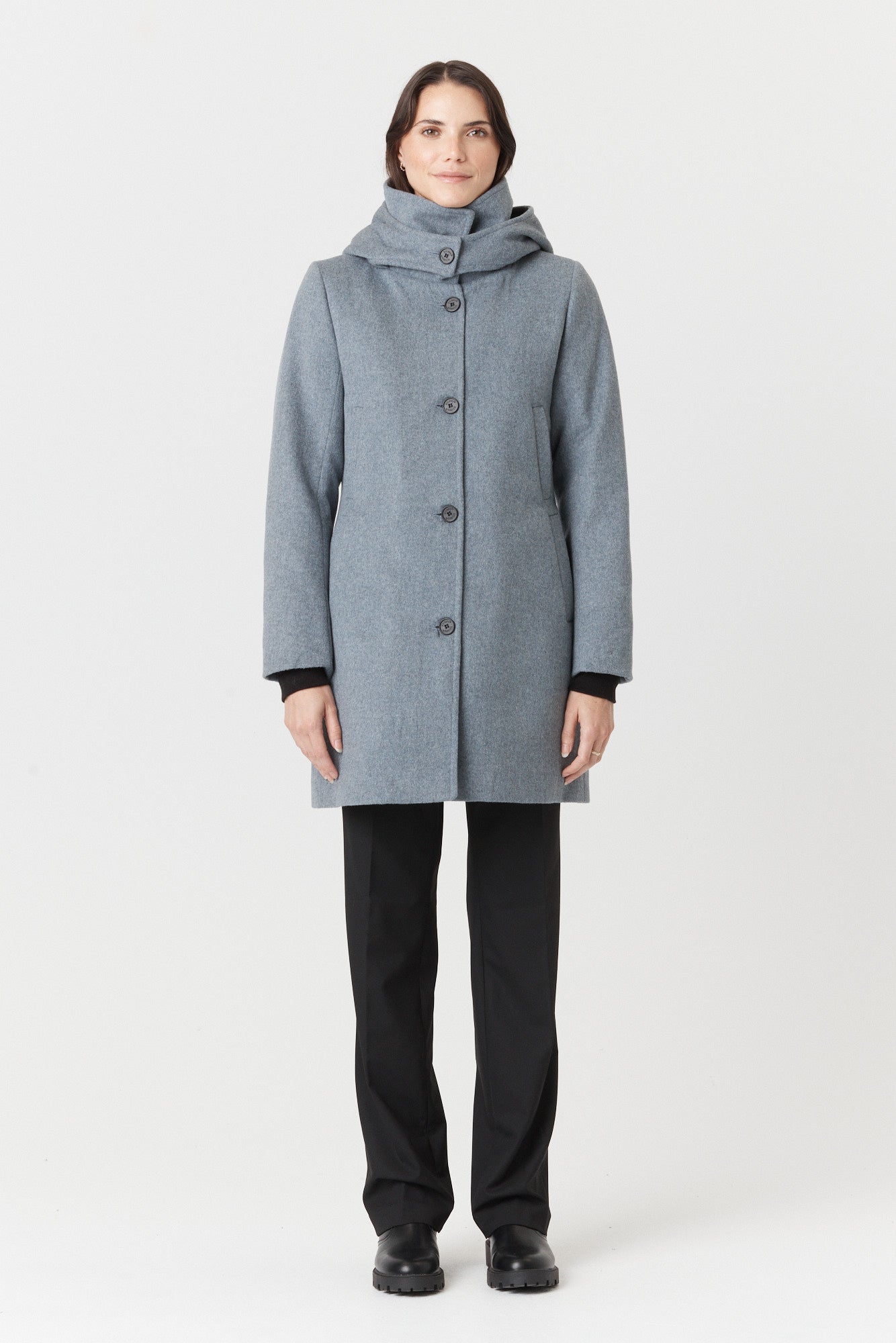 Desloups manteau d'hiver pour femme classique ajusté avec fermoir en 100% laine doublé